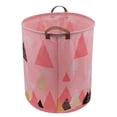 thumbnail image 5 of Folding Canvas Laundry Hamper Basket - 19.7" Round Waterproof Dirty Clothes Basket for Baby Girl Boy Dirty Bedroom Bathroom Washing Clothes & Toy Storage Organizer(Color Triangle), 5 of 7