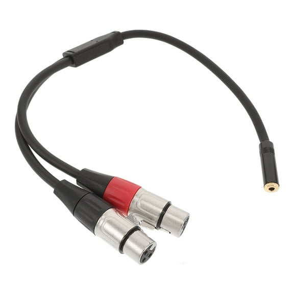 OUNONA Dual XLR to 1/8 Female Adapter Balanced Mini Jack Female to Microphone Cable 3.5mm Stereo TRS to Dual XLR Female Transforming Cord Converter 30cm