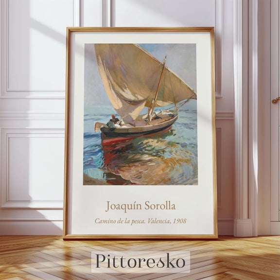 Joaquin Sorolla Sailing Boat Print, Unframed Paper Poster 8x10in