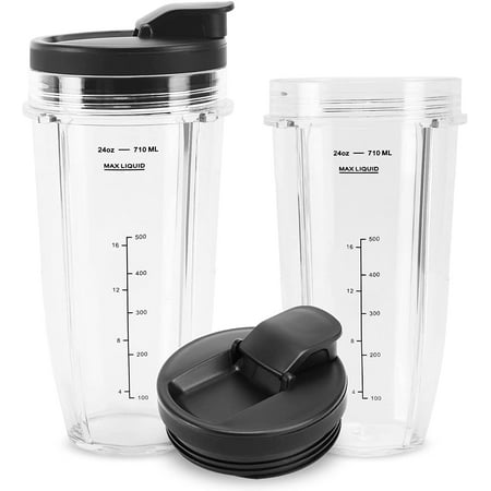 Blender Replacement Cup 24 oz (2 Pack) with Sip & Seal Lids for Nutri Ninja Pro Extractor Blender for Ninja Bl450 BL454 Auto-iQ Ninja BL642 BL480D SS101 SS351 BN400 BN401 BN701 BN800 BN801