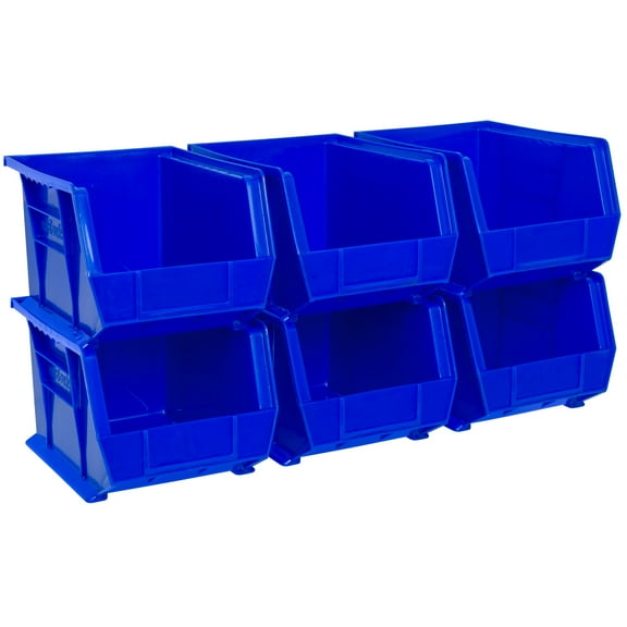 Akro-Mils Stackable Storage Bins, AkroBins 30239 Stacking Organizer, 11"x8"x7", Blue, 6-Pack