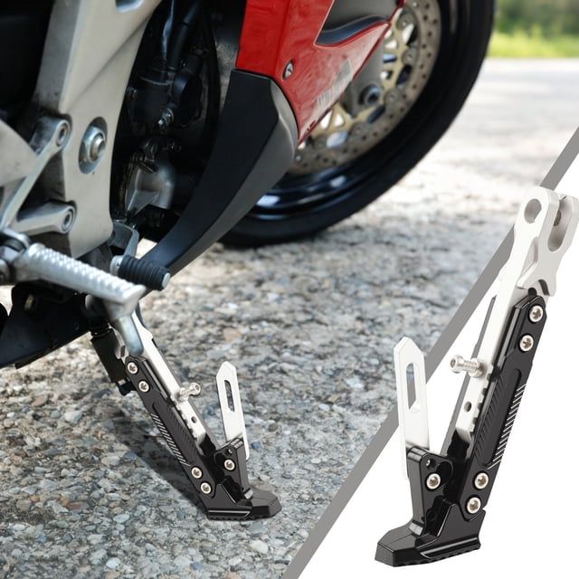 Birdeem Motorcycle Kickstand, Adjustable Side Stand with 6-Level Height, CNC Aluminum Alloy for Secure Parking