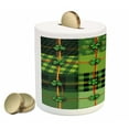 thumbnail image 2 of Irish Piggy Bank, Patchwork Style St. Patrick's Day Themed Celtic Quilt Cultural Checkered Clovers, Ceramic Coin Bank Money Box for Cash Saving, 3.6" X 3.2", Multicolor, by Ambesonne, 2 of 4