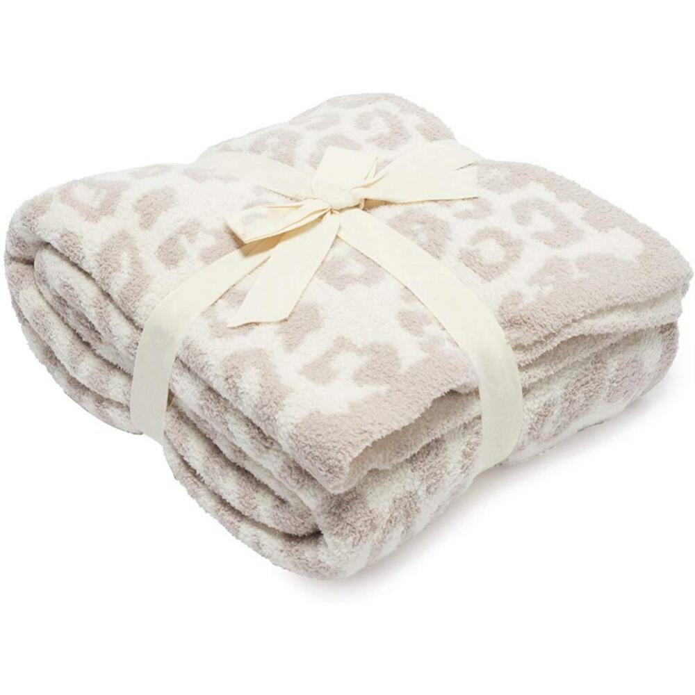 white leopard print blanket