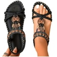thumbnail image 4 of Xucatan Women's Beaded Bohemian Sandals, Woven Strap Flat Slides with Rhinestone Pendant, Open Toe Ethnic Beach Shoes, Versatile Summer Footwear Gift, 4 of 6