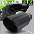 thumbnail image 2 of Magshion 4" Inlet 6" Outlet Stainless Steel Exhaust Muffler Tip Straight-Through Round Angle Cut Black 15" Roll Tip, 2 of 10