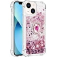 thumbnail image 3 of Glitter Clear Sparkly Bling Case for Apple iPhone 15, Flowing Liquid Quicksand Cover with Diamond Ring Holder Case for iPhone 15  Rose Gold, 3 of 14