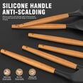 thumbnail image 2 of Silicone Cooking Utensils Set - Kitchen for Wooden Handles, 446°F Heat Resistant Utensil Spatula Sets, Gadgets Non-Stick Cookware BPA FREE (Black), 2 of 2
