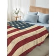 thumbnail image 4 of Retro Red Blue American Flag King Size Flat Sheet, Wrinkleproof & Fadeproof Cooling Flat Bed Sheet Only, US Flag Vintage Stars Breathable Soft Bedding Top Sheets 105 x 98 Inches, 4 of 8