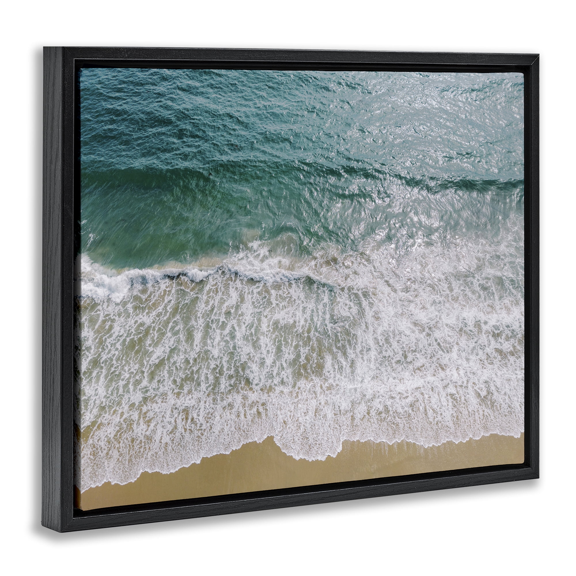 Stupell Industries Coastal Sea Waves Landscape Photography Black Floater Framed Canvas Art Print Wall Art, 31 x 25