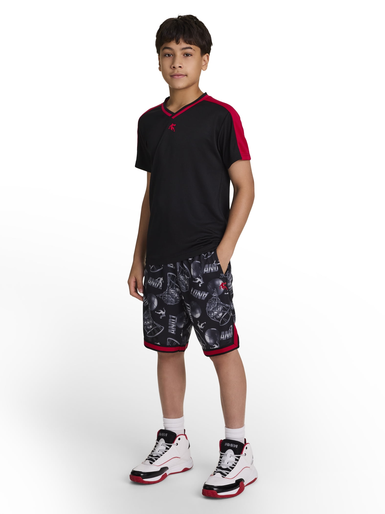 AND1 Boy's Athletic Platinum Short, 7" Inseam, Sizes 4-18