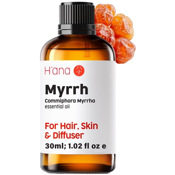H'ana Myrrh Essential Oil - 1.02 fl oz - for Hair, Skin, Diffuser, Aromatherapy, DIY Candle & Soap Making