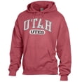 thumbnail image 2 of Men's Comfort Wash  Red Utah Utes Lightweight Fleece Pullover Hoodie, 2 of 3