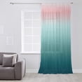 thumbnail image 3 of Pink Turquoise Ombre Semi Sheer Curtains Drapes for Living Room,Bedroom,French Doors Window 63 Inches Long,Teal Modern Geometric Striped Abstract Art Rod Pocket Chiffon Curtain Drapery Voile Panel, 3 of 6
