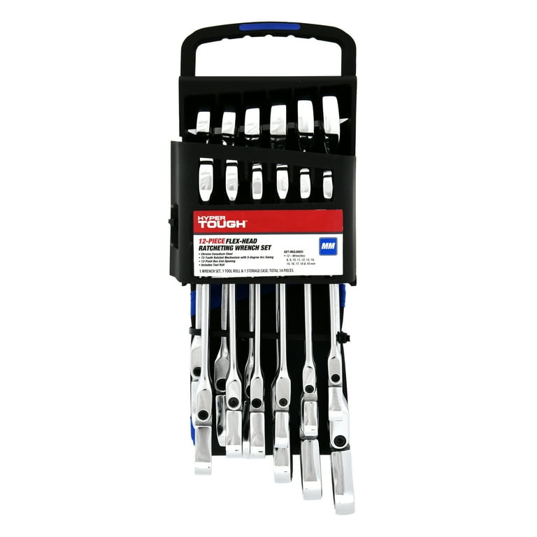Hyper Tough 12-Piece Metric Flex Head Ratcheting Wrench Set