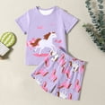 thumbnail image 5 of Byoo Big Girls Horse Print Outfit Set Short Sleeve Soft Top Shorts Cloth Set Cozy Comfortable Sleepwear Sets, 5 of 6