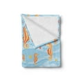 thumbnail image 2 of Animal Soft Flannel Fleece Throw Blanket, Water Bubbles on the Surface with Seahorse and Sea Star in Waves Coast Tropical, Cozy Plush for Indoor and Outdoor Use, 60" x 80", Orange Blue, by Ambesonne, 2 of 5