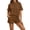 Coffee, variant on MLCDZ 2 Piece Sets for Women Matching Lounge Sets Summer Outfits Casual Loungewear Ribbed Loose Set Short Sleeve Crew Neck Top and Shorts with Pockets