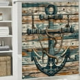 thumbnail image 6 of PRATYUS  Nautical Shower Curtain, Sailing Rustic Style Anchor with Weathered Wooden Plank Look Print, Cloth Fabric Bathroom Decor Set with Hooks 60x72, 6 of 7