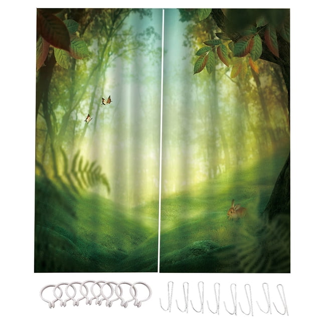 Cortina de ducha Lavable Paisaje natural Planta Planta Sala de estar Cortinas de bañera con gancho para decoración S Tipo 1 2 piezas Inevent HA010903-01