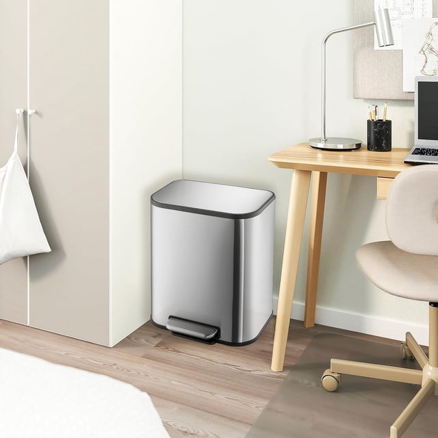 YUSAZENS 5.3 Gallon Stainless Steel Kitchen Trash Can, 20L Soft-Close Bin with Removable Inner Bucket