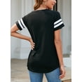thumbnail image 7 of SHCKE Womens Casual T Shirts Striped Color Block Short Sleeve Tops Tunic Tops Crewneck T Shirts, 7 of 7
