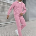 thumbnail image 6 of HXWCHs Men’s Solid Color Tracksuit - Fleece Hoodie & Jogger Pants Casual Outfit Pink L, 6 of 8