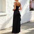 thumbnail image 3 of RFQWOVSR Womens Solid Color Spaghetti Strap Side Slit Maxi Dress Elegant Formal Gown XS, 3 of 4