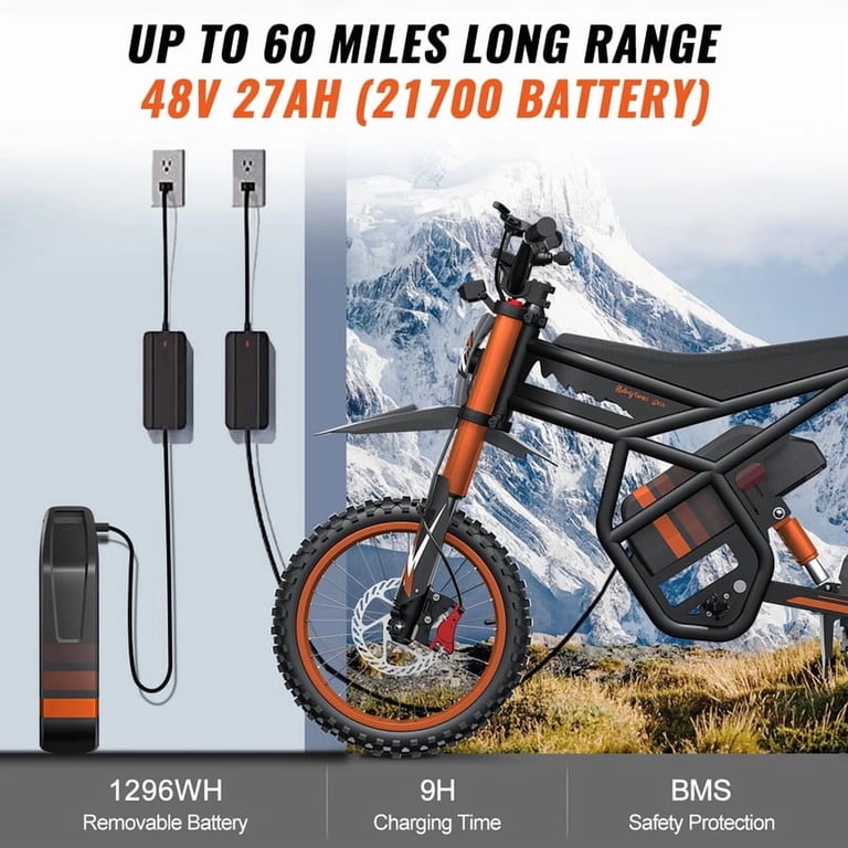 Riding'times GT54 Electric Dirt Bike for Teens Adults,48V 27AH