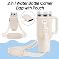 thumbnail image 5 of Water Bottle Carrier Bag, with Phone Pocket, for Tumbler, Water Bottle Holder Pouch with Adjustable Strap with Straw Cover & Carabiner for Cup Accessories White, 5 of 8