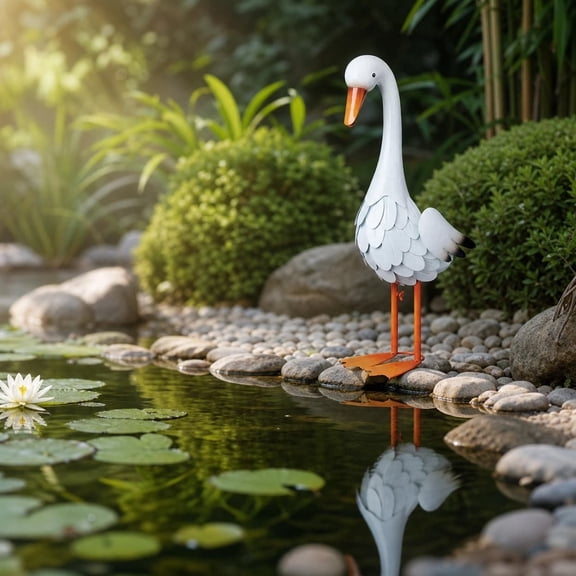 Cute Metal Goose Statue, Weatherproof Outdoor Lawn Ornament, Fade-Resistant Durable Iron Art Sculpture for Yard, Garden Decor, Gift for Nature Lovers, Bird Enthusiasts, Housewarming