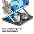 thumbnail image 3 of OXO Good Grips Aluminum Fold Flat Dish Drying Rack, 2-Tier, with Drainboard, for Kitchen Counter, Collapsible, 3 of 10