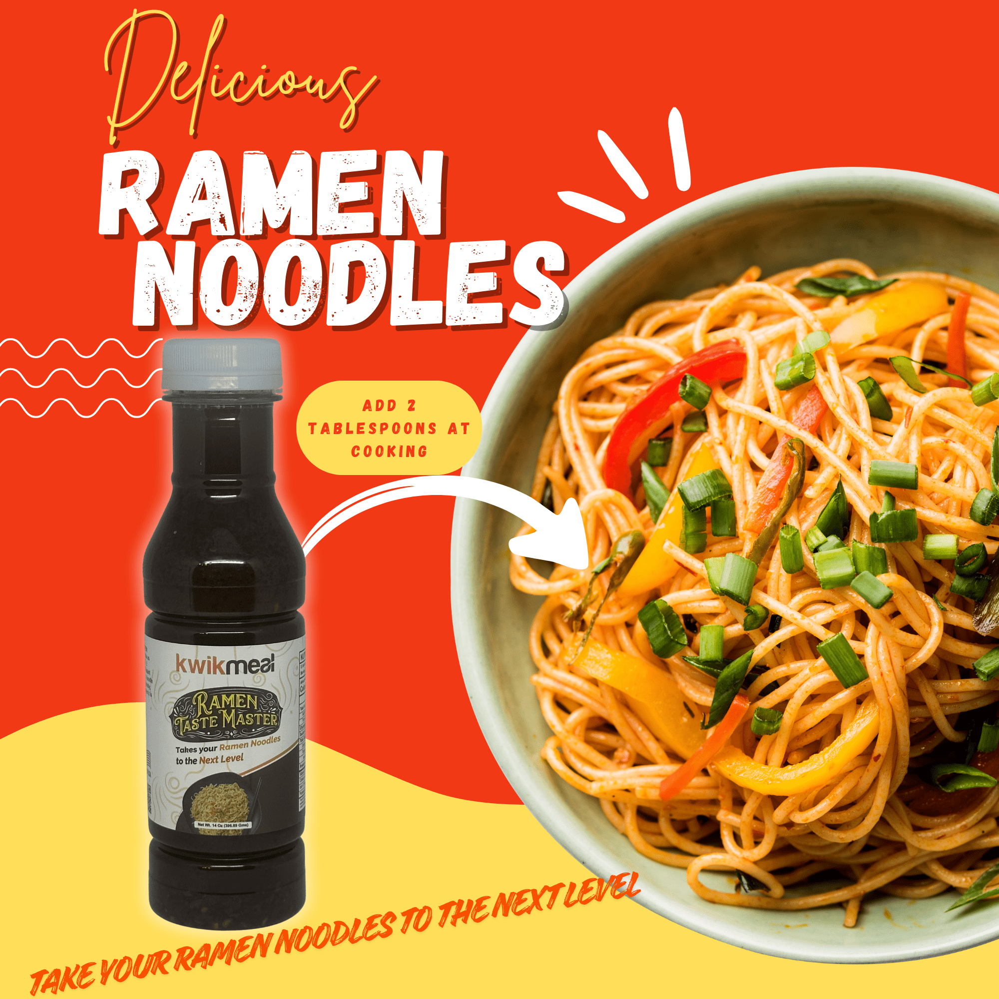 KWIKMEAL RAMAN TASTE MASTER - THE UNIQUE TASTE BOOSTER THAT WILL TAKE YOUR RAMEN OR INSTANT NOODLE TO THE NEXT LEVEL. JUST ADD 1-2 TABLESPOON BEFORE COOKING AND TASTE THE DIFFERENCE - 2 PACK.