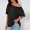 Black, variant on Womens Off One Shoulder Tops Summer Short Sleeve Casual Loose Fit Shirts Fashion Blouse Tee Trendy Going Out Tops White XXL