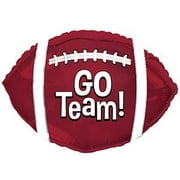 PMU Football Balloons "Go Team!" 10 Inches Pre-Inflated with Stick (Maroon) Pkg/12