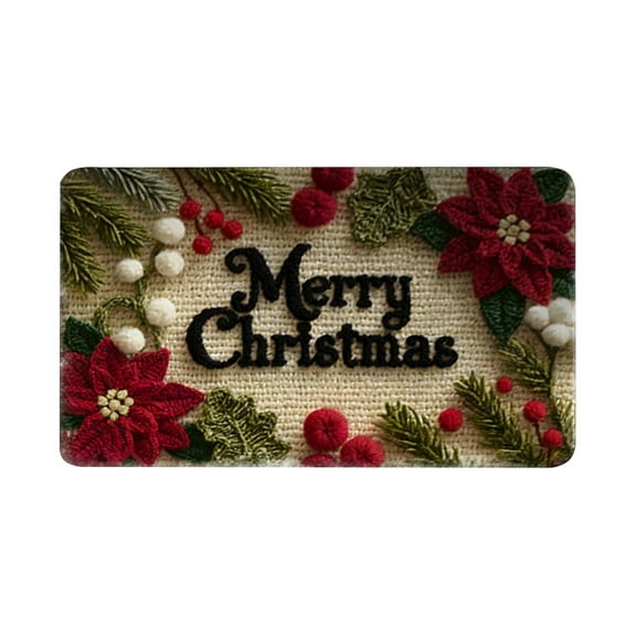 KOYPTL Christmas Rugs Decorations For Home,40*60cm Xmas Tree Santa Bell Bathroom Rug with Non Slip Backing Washable Durable Absorbent,Christmas Doormat for Indoor Outdoor Bedroom Home Decor