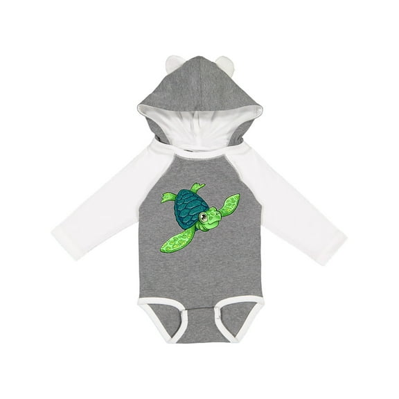 Inktastic Sea Turtle with swirls Boys or Girls Long Sleeve Baby Bodysuit