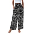 thumbnail image 1 of Women Floral Print Palazzo Pants Summer Bohemian Wide Leg Pants High Waist Casual Lounge Pant Trousers with Pockets Yellow XL, 1 of 5