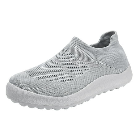 Fashion Spring and Summer Sneaker Sandals for Women Chunky Women Sports Shoes Flat Bottom Lightweight Slip on Fly Woven Mesh Breathable Comfortable Solid Color Casual Style