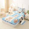thumbnail image 2 of Homewish Blue Pet Cat Plaid Twin Sheets,Lovely Floral Bedding,3pcs,1 Fitted Sheet and 1 Pillowcase, 2 of 6