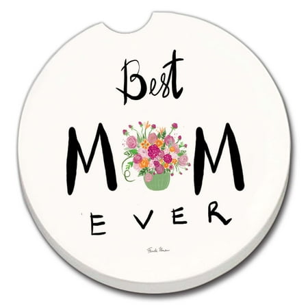 

CounterArt Best Mom Ever 1 Pack Absorbent Stone Coaster for Vehicle Cup Holder 2.6” Diameter