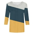 thumbnail image 3 of XuJwPNcy 3/4 Length Sleeve Womens Tops Casual Loose Crew Neck Hollow out T Shirts Summer Color Block Basic Tees, 3 of 3