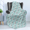 thumbnail image 4 of Garden Art Soft Flannel Fleece Throw Blanket, Blossoming Spring Flowers with Hand Drawn Horizontal Stripes Chamomiles, Cozy Plush for Indoor and Outdoor Use, 50" x 60", Grey Pale Blue, by Ambesonne, 4 of 5
