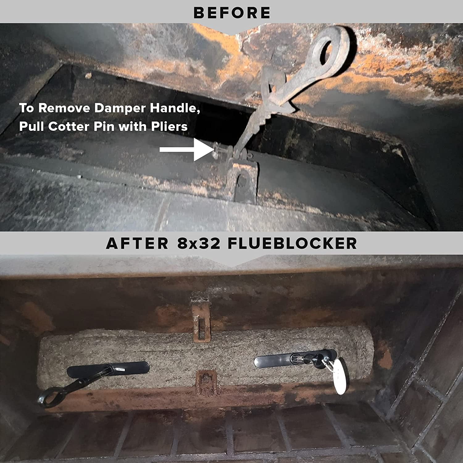 Flueblocker Chimney Sheep Wool Wood Stove & Fireplace Draft Stopper Plug  Excluder, 12 Round Chimney Flue Stopper