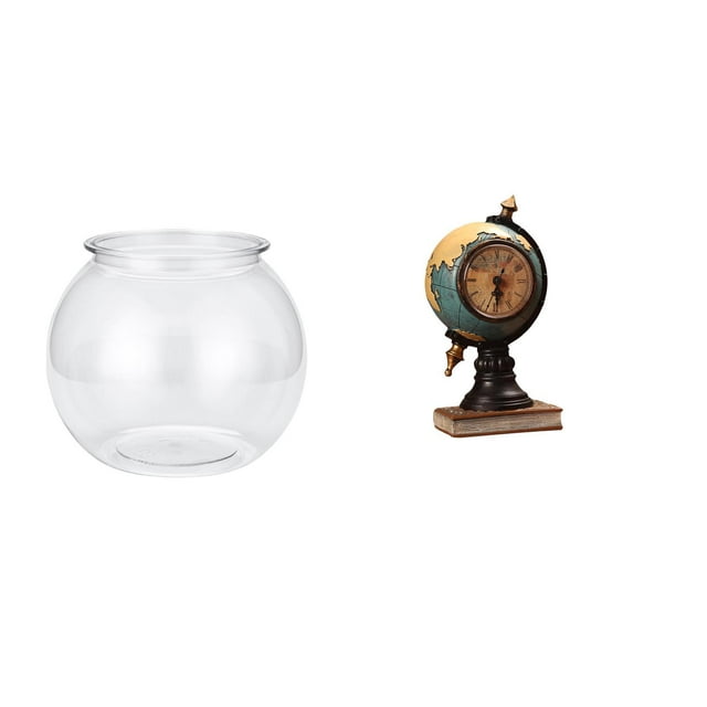 Acuario de escritorio,Pecera pequeña transparente,pecera,jarrón,mesa,Figura de escritorio,Reloj de mesa con forma de globo terráqueo para decoración de oficina y hogar,Reloj de escritorio