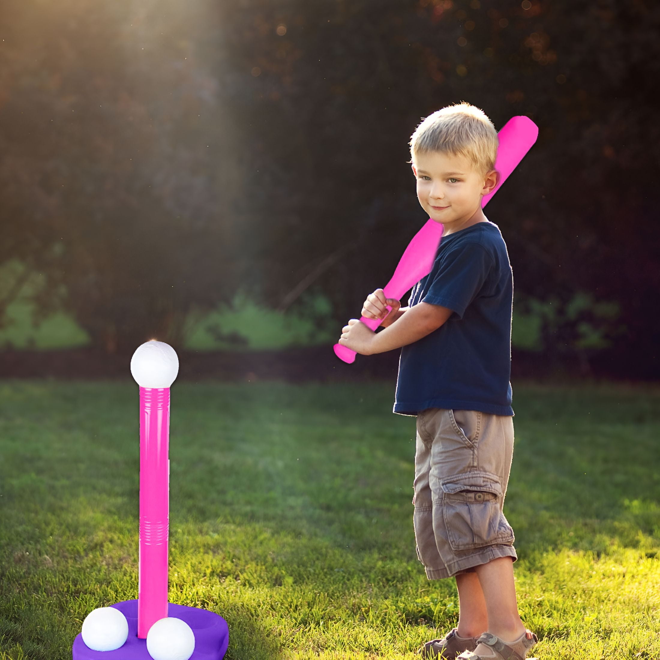 BESTSKY Toddler Tball Set Kids Baseball Batting Tee + Stand Set for Youth + Toddlers - Youth Baseball, Softball + Teeball Hitting Tee Set for Boys + Girls
