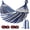 Blue White, variant on Camping Hammock Upgraded 320G Thickened Durable Canvas Single Hammock, 550LB Load with Anti-Roll Balance Beam & Metal Knot Tree Straps for Outdoor Patio Backyard
