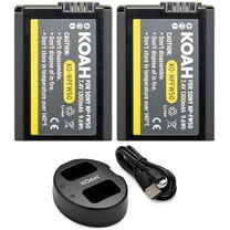 Koah PRO 2-Pack 1300mAh Rechargable Battery and Dual Charger for Sony NP-FW50, Black
