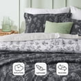 thumbnail image 3 of Juego de edredón Bedsure California King gris oscuro con estampado floral, 3 of 7