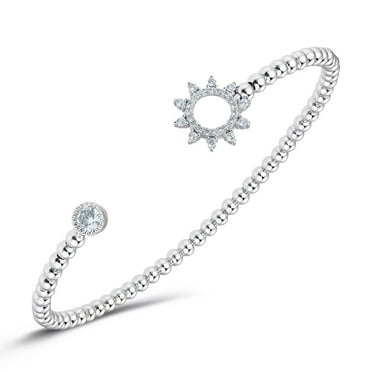 Blue Box Boutique Inc Silver Cubic Zirconia Sunburst Beaded Wire Bracelet for Women, Teens